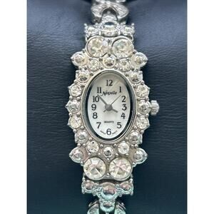 Novelle Rhinestone Bezel Silver Tone Women’s Quartz Watch